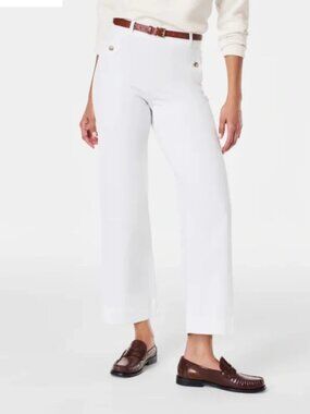 SPANX Bright White Stretch Twill Cropped Wide Leg Pants